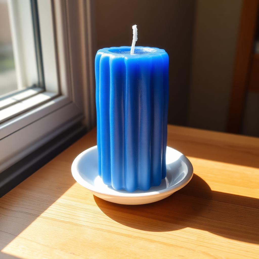 Bougie côtelée bleu électrique
